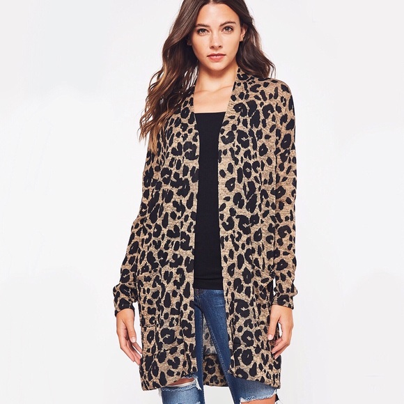 Soft Cozy Leopard Print Long Cardigan - Picture 3 of 7